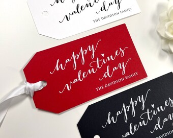Valentine's Day Personalized Gift Tags, Valentines Day Party Tags, Valentine's Gift Tags for Parties, Valentines Tags, White Ink