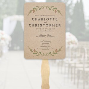 Wedding Program Fans - Simple Wedding Program Fans Greenery Florals - Printed Ceremony Wedding Fan - We Printed you Assemble - Wedding Fan