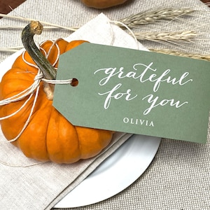 Thanksgiving Place Card, Thanksgiving Name Card Tags, Thanksgiving Napkin Tags, Printed Thankful and Grateful Place Cards