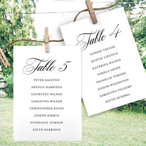 Printed Wedding Seating Chart Cards, Wedding Table Chart Cards, Wedding Seating Chart Cards, Printed Seating Cards, DIY Seating Display, 5x7