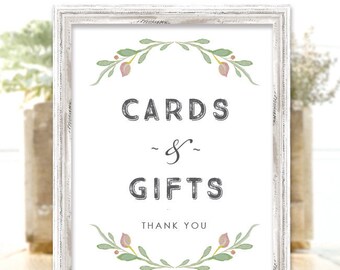 Cards and Gifts Sign, Table Sign for Wedding Cards and Gift Table, Printed, Frame Not Included