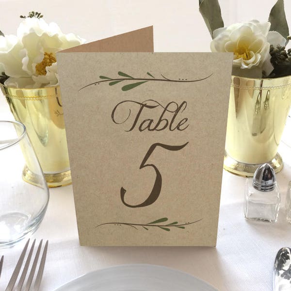Rustic Wedding Table Numbers - Printed on folded Card stock - 4x6 Table Numbers - 4 inches by 6 inches
