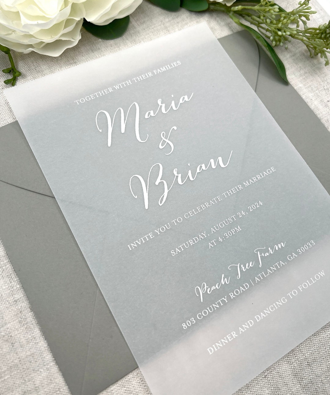 Printed Vellum Invitations, Vellum Wedding Invitations, Vellum Paper