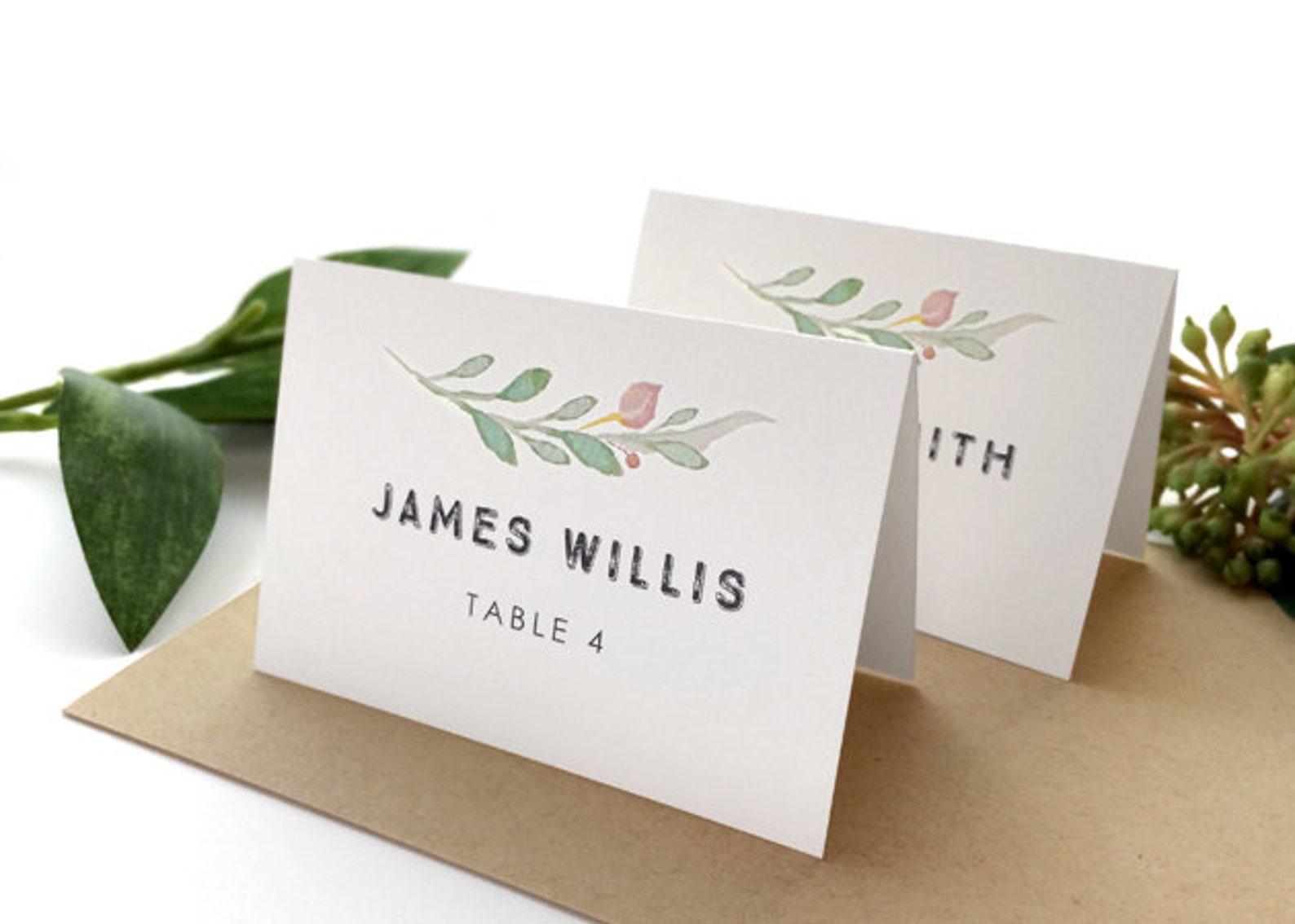 Simple Printed Wedding Place Cards White Wedding Escort Etsy
