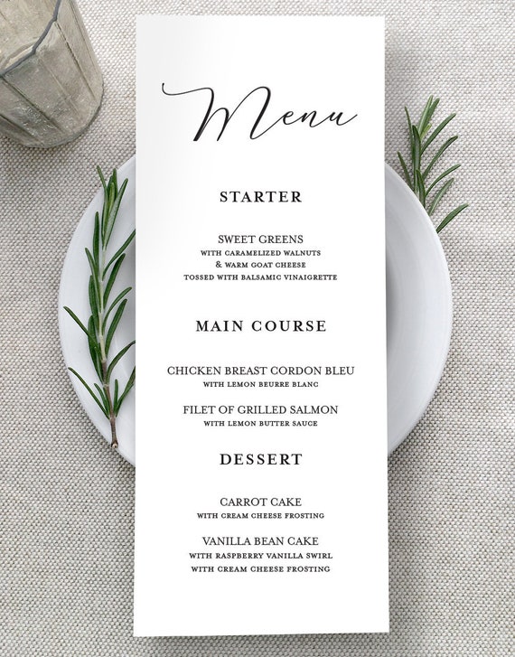 Wedding Menu Cards