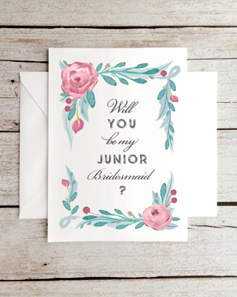 Will You Be My Junior Bridesmaid Bohemian Chic Romantic Wedding Party Card Junior Bridesmaid Card Card