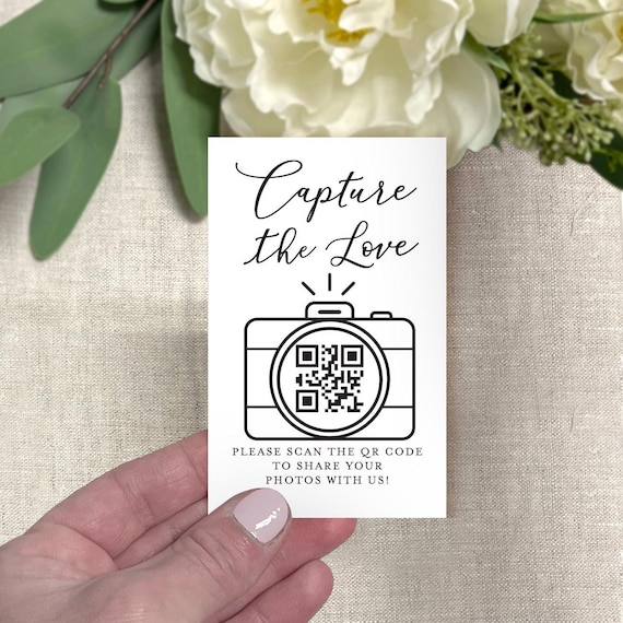 Personalized QR Code Wedding Cards, Printed Wedding QR Code Card with Camera, Small Wedding QR Code Card, Many Colors Available