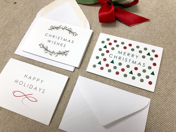 Happy Holidays Mini Note Set - 12 Mini Note Cards and Envelopes