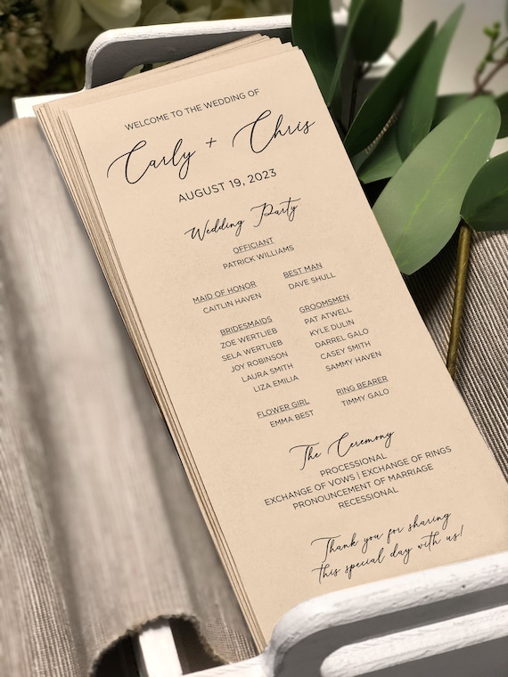 Wedding programs and menus | Beachweddingtips.com