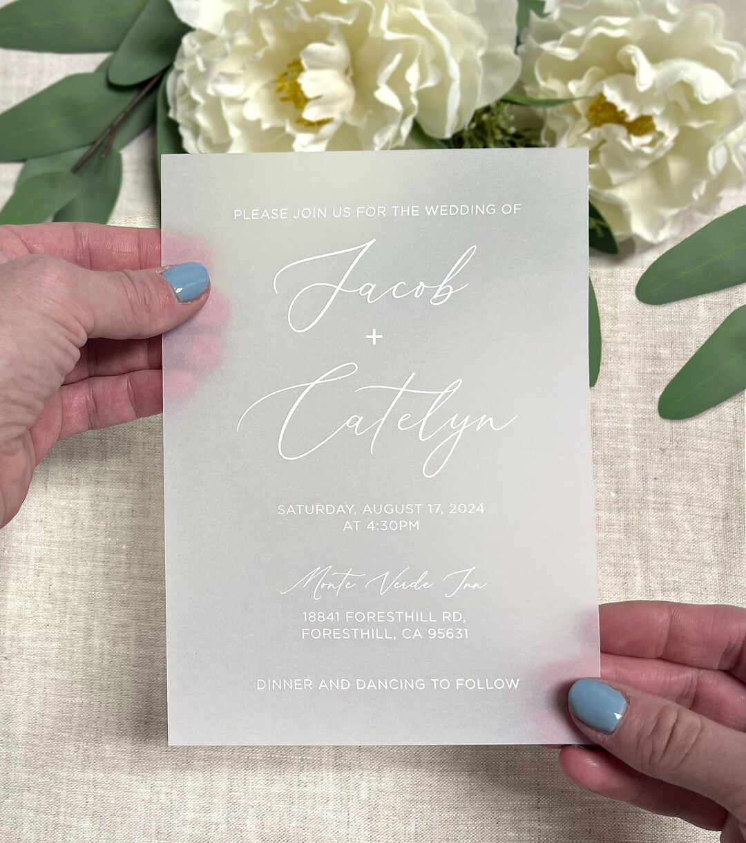 Vellum Wedding Invitations, Printed Vellum Wedding Invitation Inserts