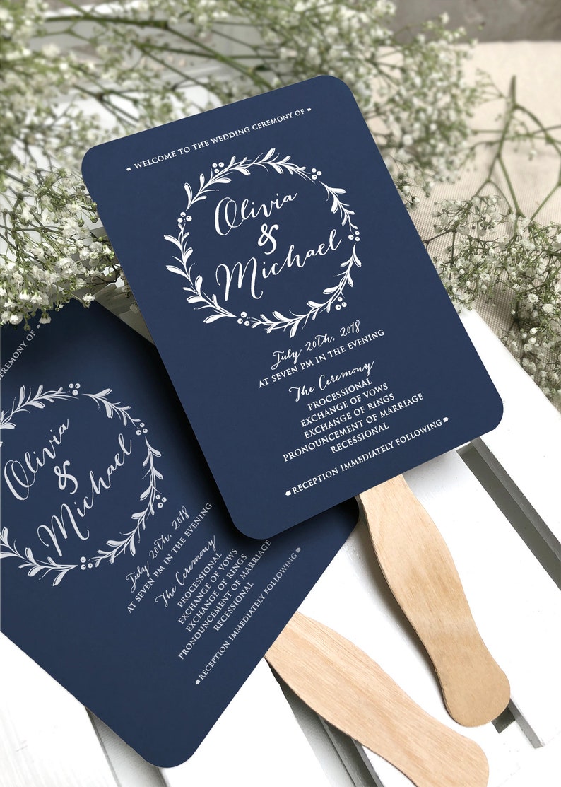 Winter Wedding Menus Navy Blue Monogram Winter Wedding Menu Etsy