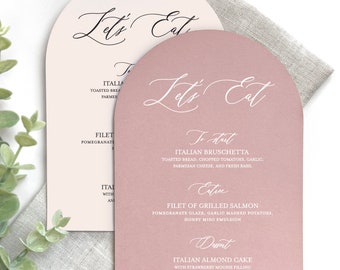 Rounded Arch Shaped Menu Cards, Modern Wedding Decor, Printed Arched Wedding Menus, Minimalist Wedding, Simple Modern Wedding Menu