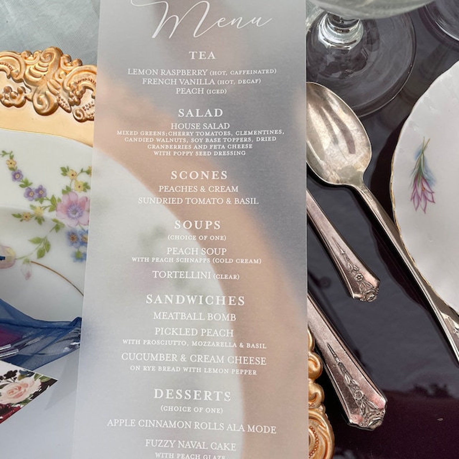 Printed Vellum Wedding Menu Cards Printed Colored Ink Vellum Etsy