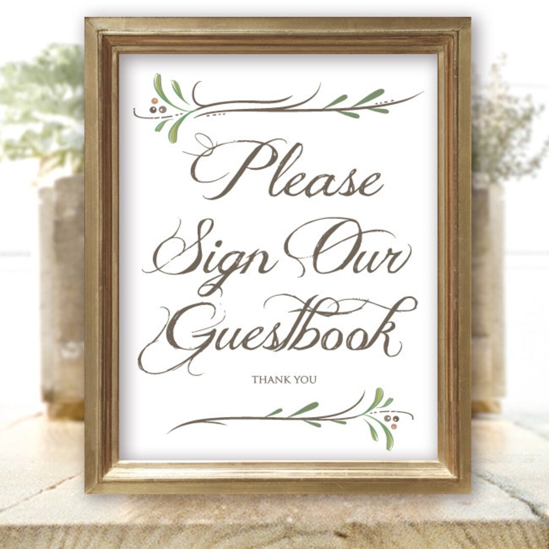 Please Sign Our Guestbook Sign, 8x10, Rustic Guestbook Sign, Printed