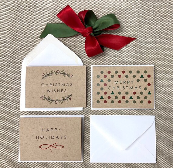 Set of 6 Mini Christmas Holiday Cards, Mini Gift Cards, Small