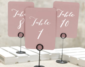 Dusty Rose Pink Accent Table Numbers, Mauve Printed 5x7 Table Numbers, Simple Rose Table Numbers, Printed Table Numbers, Table Numbers