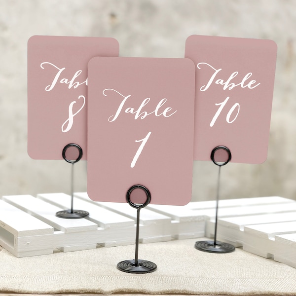 Dusty Rose Pink Accent Table Numbers, Mauve Printed 5x7 Table Numbers, Simple Rose Table Numbers, Printed Table Numbers, Table Numbers