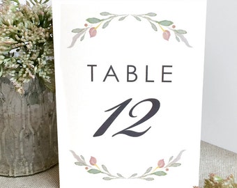 Bloemen bruiloft tabel Numbers - afgedrukt 4 x 6 tabel getallen - rustieke tabelnummer - eenvoudige bruiloft tabel getallen - tabel nummers - bloemen