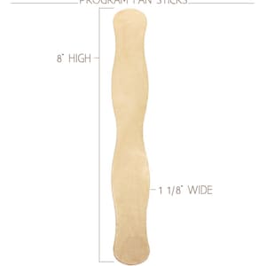 May include: A natural wood program fan stick, 8 inches high and 1 1/8 inches wide.  The stick is shaped like a traditional hand fan.