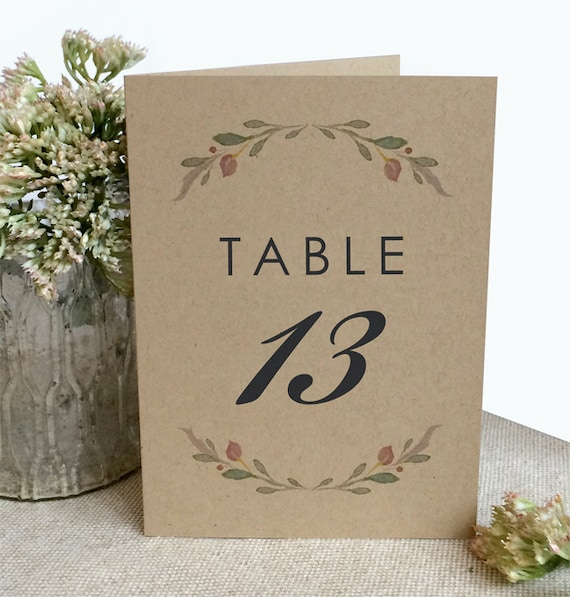 Kraft Rustic Wedding Table Numbers - Printed 4x6 Table Numbers - Table Number - Wedding Table Numbers - Simple Table Numbers - Floral