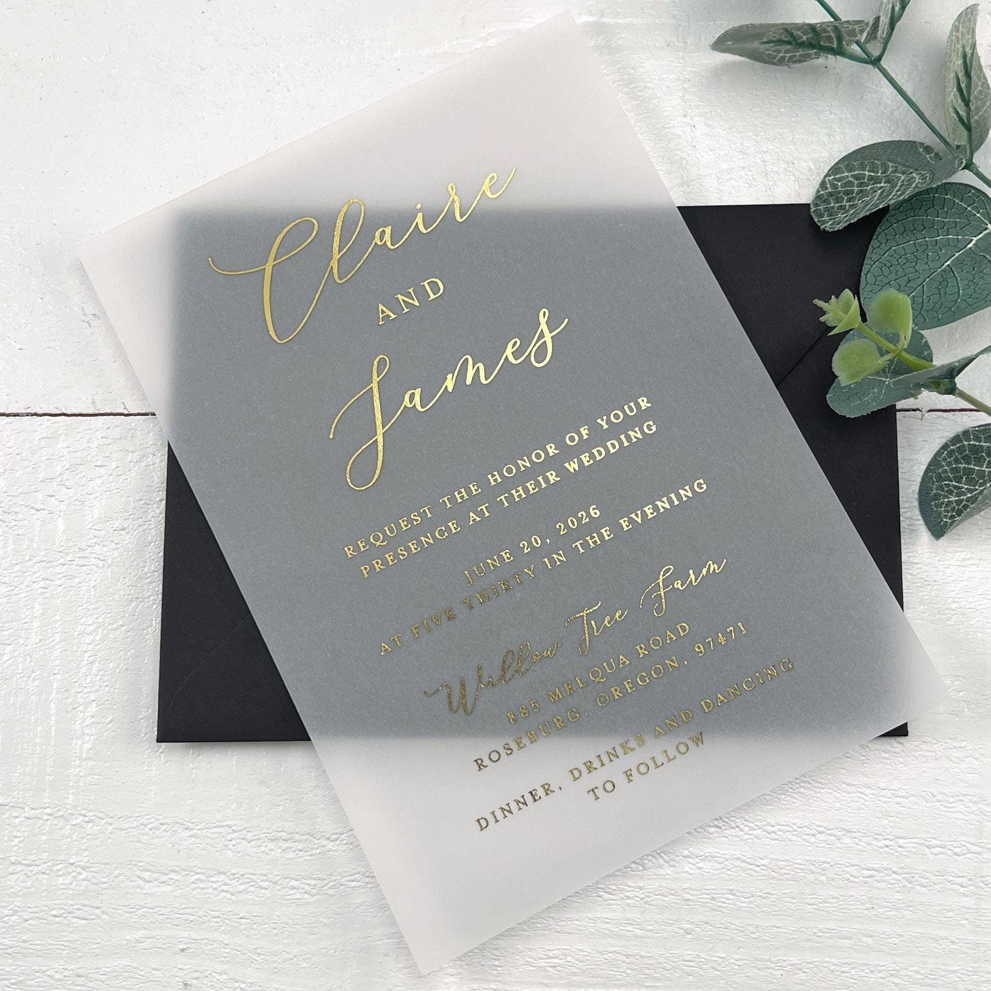Gold Foil Vellum Invitations