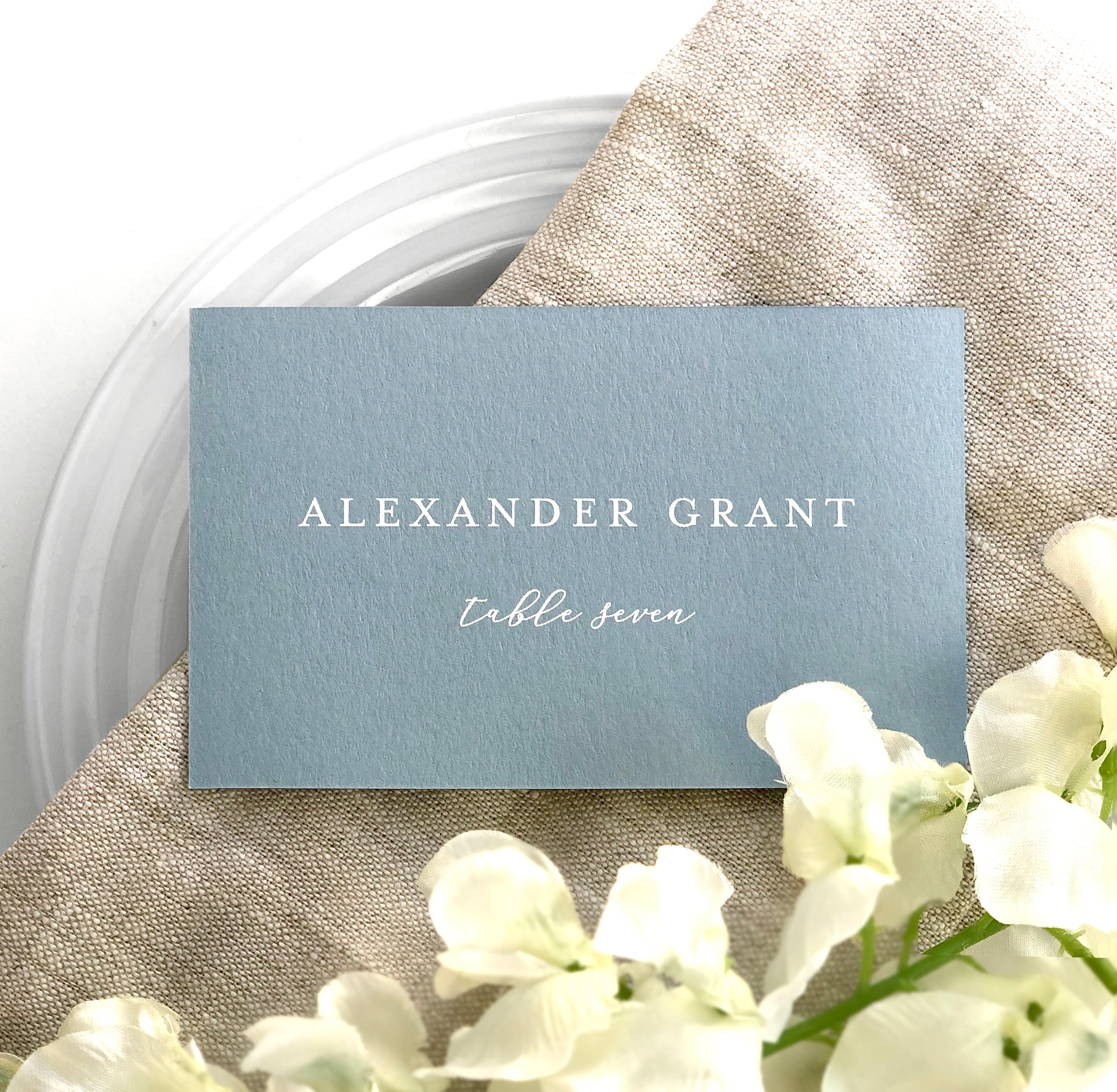 Dusty Light Blue Flat Printed Place Cards Dusty Light Blue Etsy