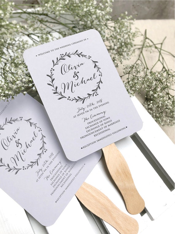 Purple Wedding Program Fans With Wooden Sticks Light Purple Etsy