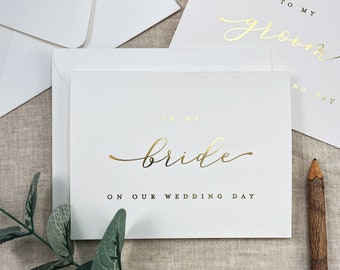 Gold Foil To My Bride Wedding Day Card, To My Bride Card, Classy and Simple Wedding Day Cards