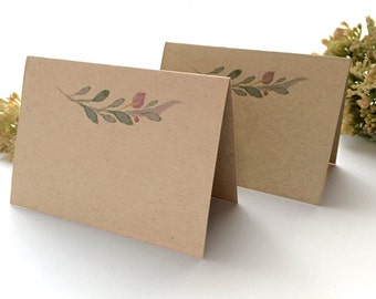 Blank Place Cards - Kraft Rustic Wedding Escort Cards - Folded Blank Place Card - Kraft Place Cards - Wine Themed - Boho Chic Name Cards