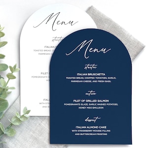 Arched Wedding Menus, Light Blue Printed Arched Wedding Menus ...