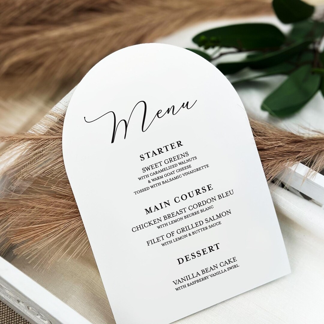 Arch Shaped Menu Cards, Printed Arched Wedding Menus, Rounded Menus ...