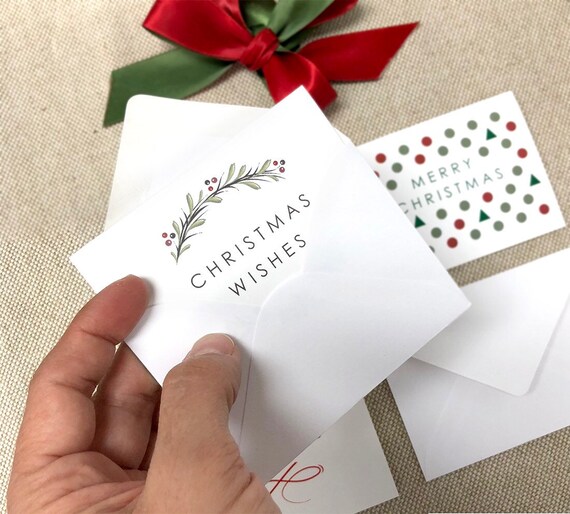 Set of 6 Mini Christmas Holiday Cards, Mini Gift Cards, Small