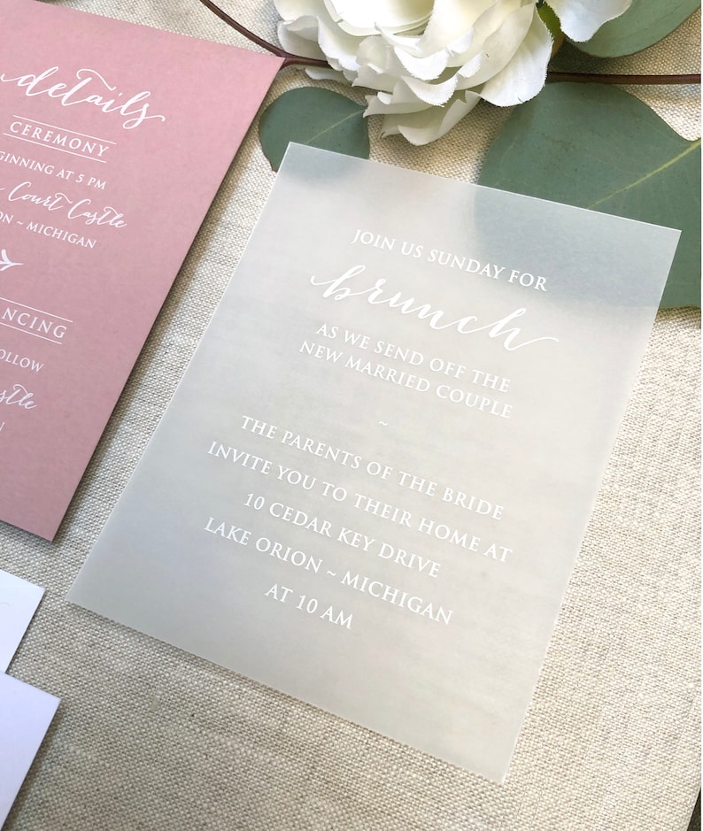 Vellum Wedding Inserts Printed Vellum Invitation Inserts Etsy