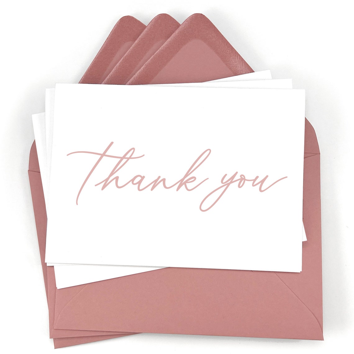 Dusty Rose Pink Thank You Cards Set of 8 Wedding or Bridal Etsy