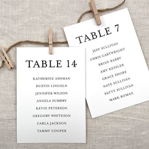 Printed Wedding Seating Chart Cards, Reception Seating Cards, DIY Seating Display, 5x7 Printed Table Lists