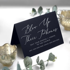 Printed Blow Up Their Phones Table Sign, Folded Printed Wedding Day Sign, Snap a Photo Instagram Sign