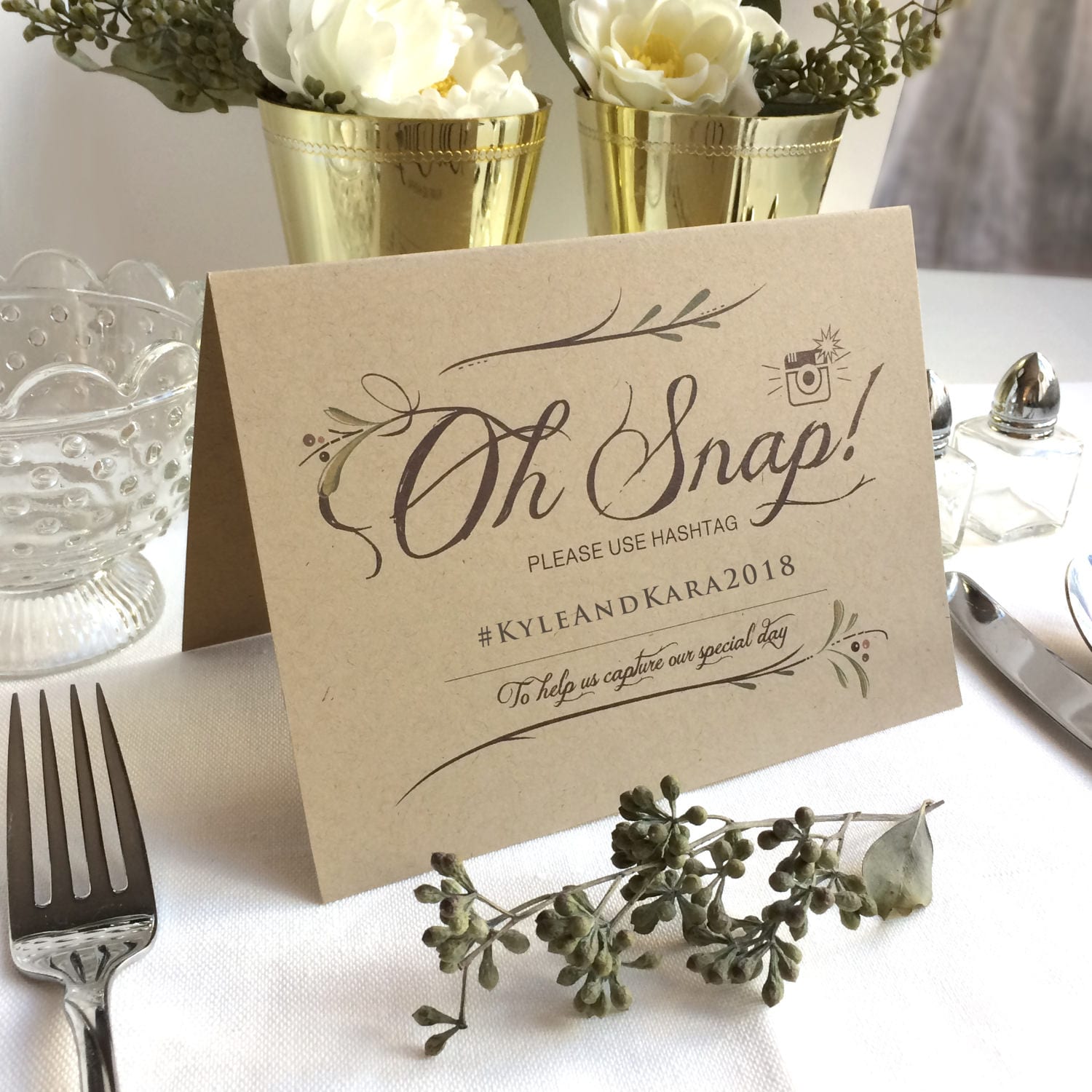 Instagram Signs - Kraft Instagram Wedding Table Sign - Oh Snap! Instagram  Prop For Tables and Photo Booth - Folded Instagram Hashtag, image size:1500x1500