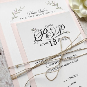 Wedding Invitations - Blush  Pink Wedding Invitation Suite - Rustic Wedding Invitations - Blush Pink Invitation