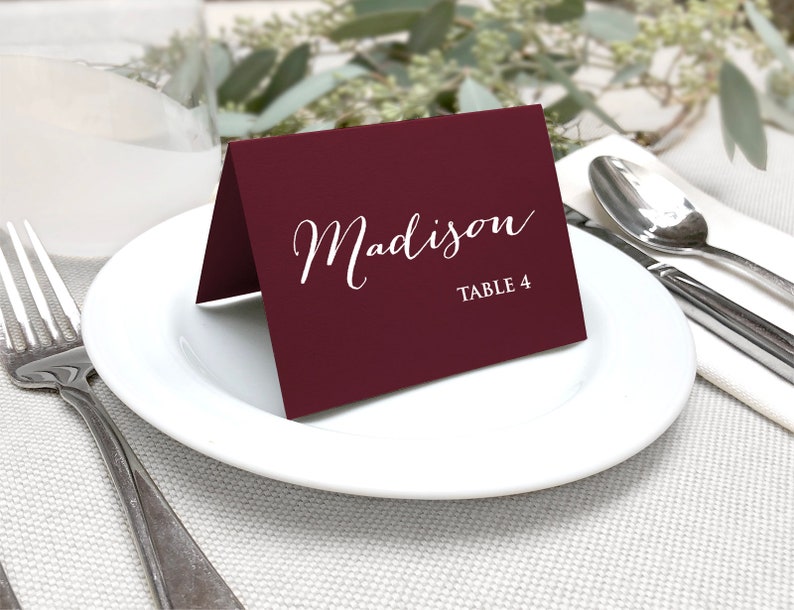 Maroon Burgundy Printed Menu Cards - Holiday Dinner Menu Cards -Modern White Printing Maroon Menu Cards - Fall Wedding Menus - Wine Wedding immagine 5