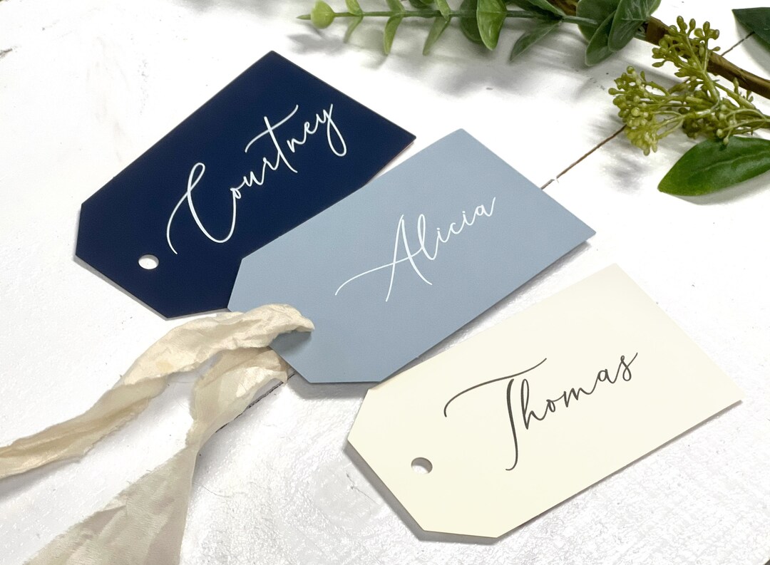 Name Tag Cards, Printed Bridesmaid Gift Tags, Navy Blue Favor Tags