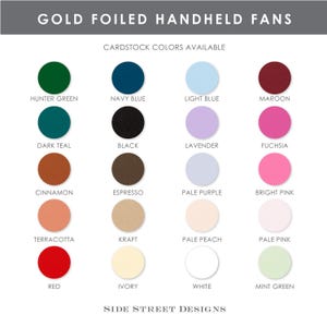 Printed Gold Wedding Program Fans, Wooden Sticks Included, Real Gold Foil Wedding Ceremony Fan, Classic, Simple Program Fan image 3