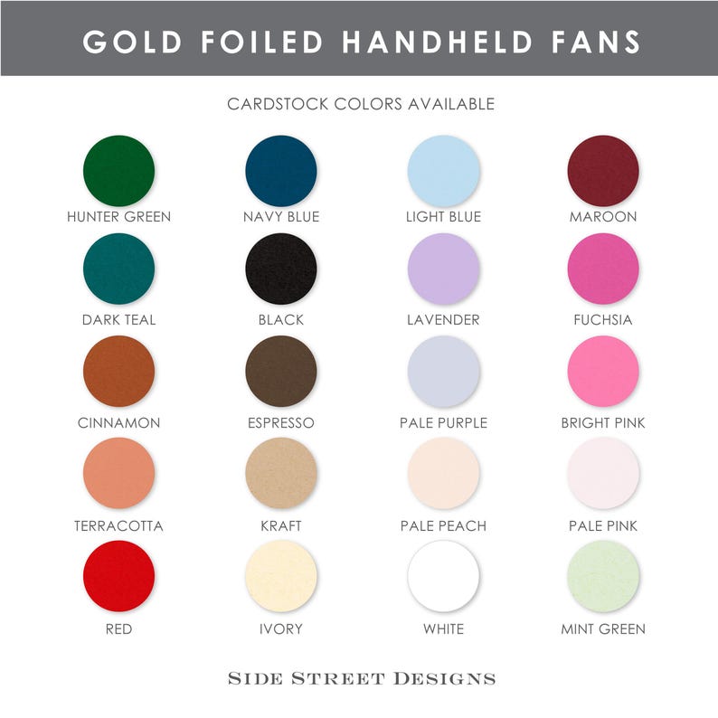 Printed Gold Wedding Program Fans, Wooden Sticks Included, Real Gold Foil Wedding Ceremony Fan, Classic, Simple Program Fan image 3