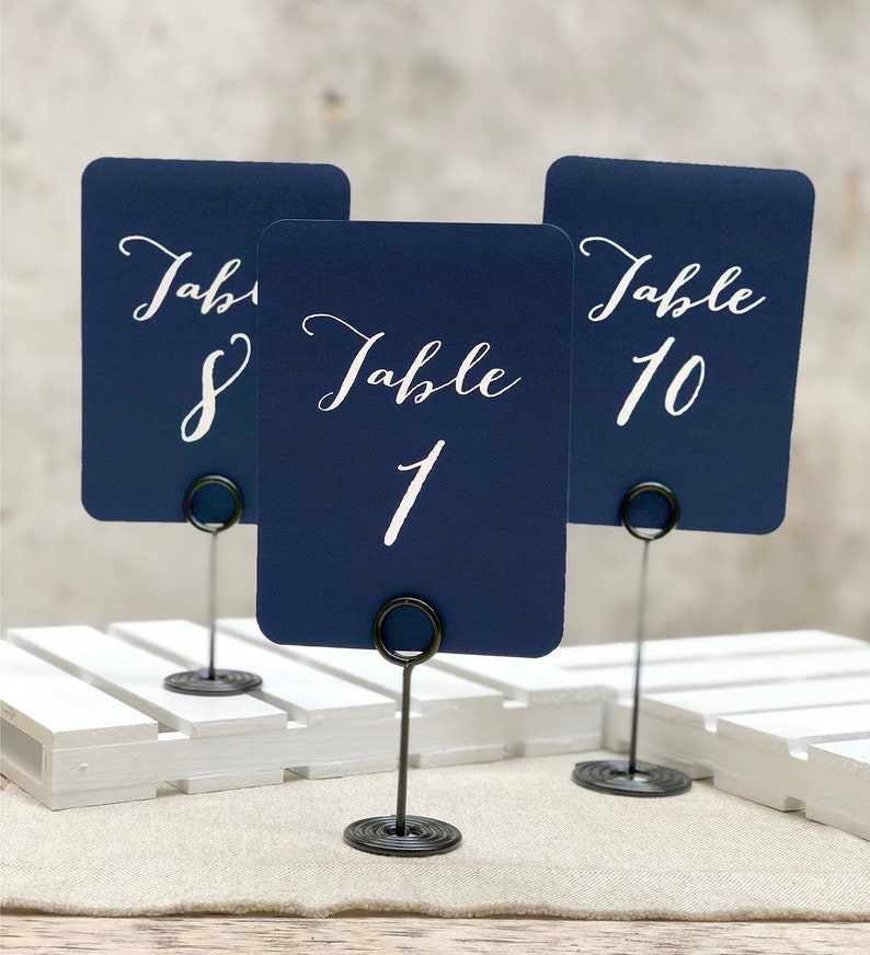 Wedding Table Numbers Printed 5x7 Table Numbers Simple Table Numbers Double Side Printed Table Numbers White Ink image 1