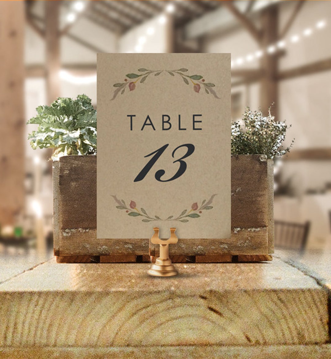 Rustic Kraft Wedding Table Numbers Printed 5x7 Kraft Table Etsy