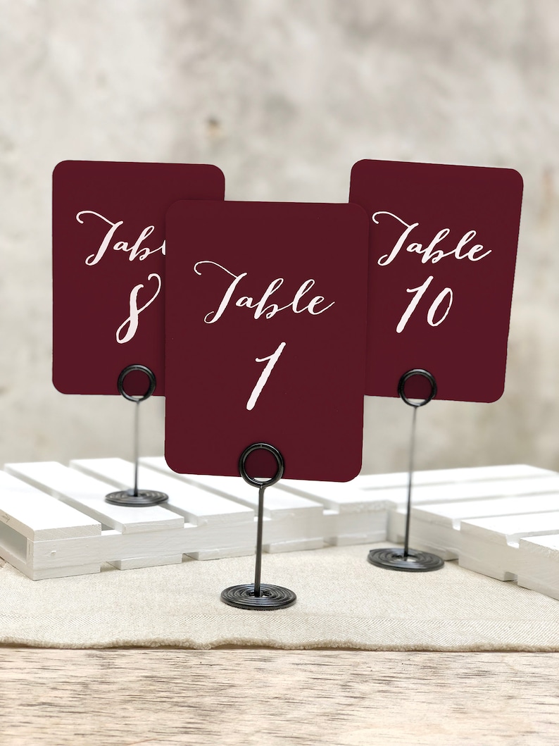 Maroon Burgundy Printed Menu Cards - Holiday Dinner Menu Cards -Modern White Printing Maroon Menu Cards - Fall Wedding Menus - Wine Wedding immagine 6