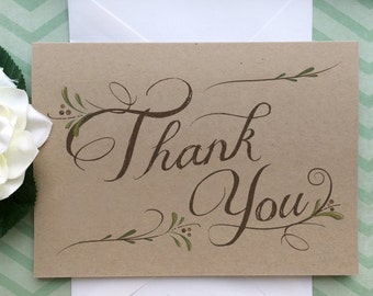 Thank You Cards Set of 8 - Wedding Thank You Cards - Thank You Folded Note Card