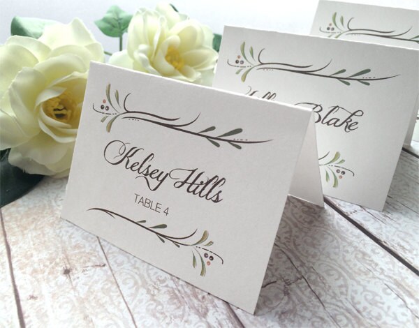 Wedding Place Cards - Wedding Escort Cards - Name Cards - Botanical Country Wedding Name Cards Printed
