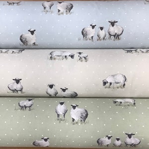 Tessuto di cotone Fryetts Sheepy Sheep. Per tappezzeria, tende, cuscini, artigianato, tende alla romana, paralumi, borse.