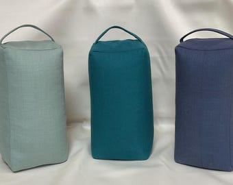 Hoge deurstopper voor zwaar gebruik.10,5 inch.Meer dan 4 kg!! Handgemaakt Verenigd Koninkrijk. Sterke rustieke puur katoenen stof. Gratis verzending. Eendenei/groenblauw/indigo.