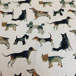 Clarke und Clarke Walkies, Digitaldruck Baumwolle Rich Leinen Look Stoff.